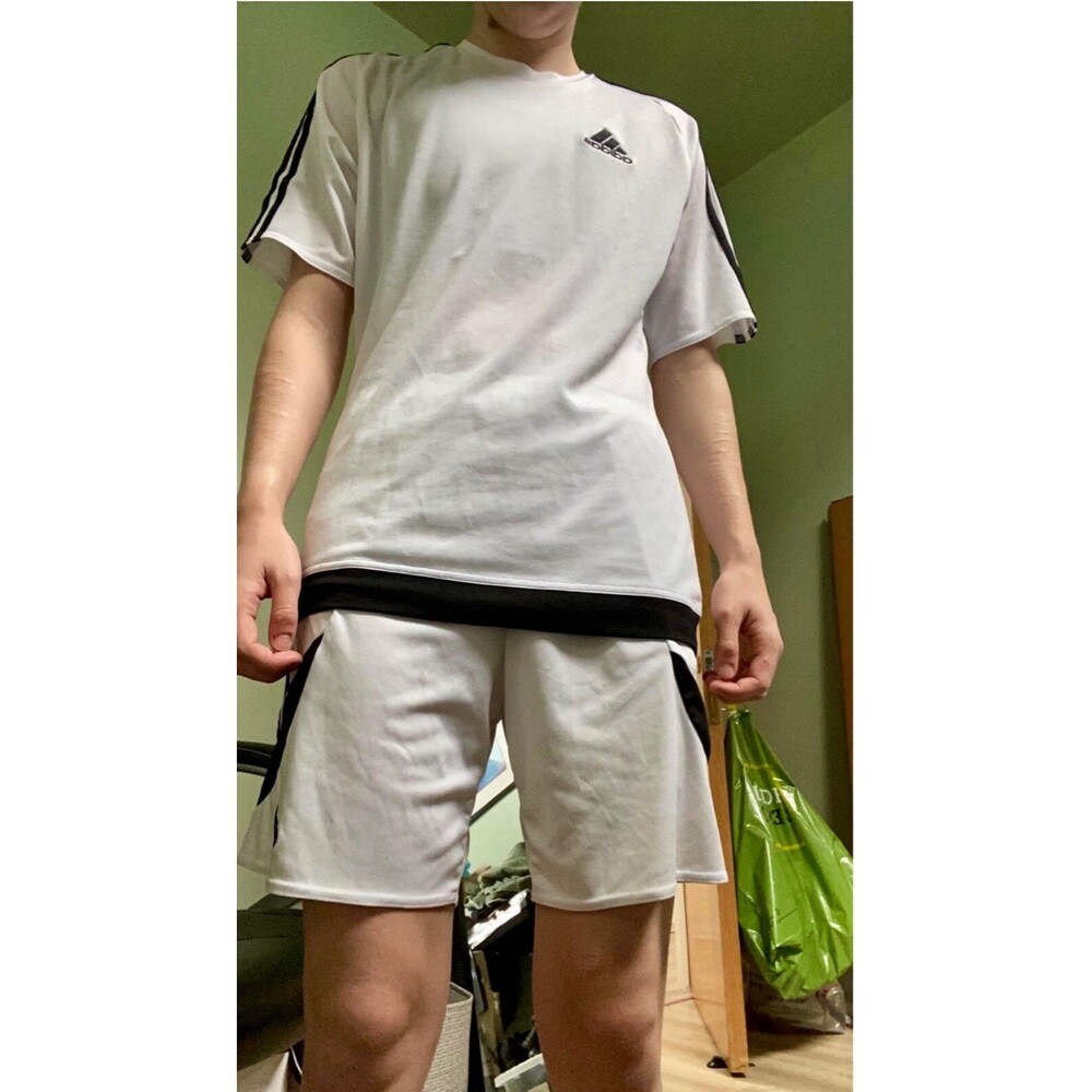Adidas Vintage Rare Climalite Soccer Uniform Shiny White Black Small